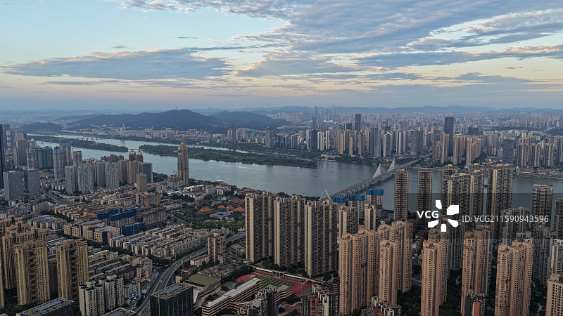 长沙市区全景 日出图片素材
