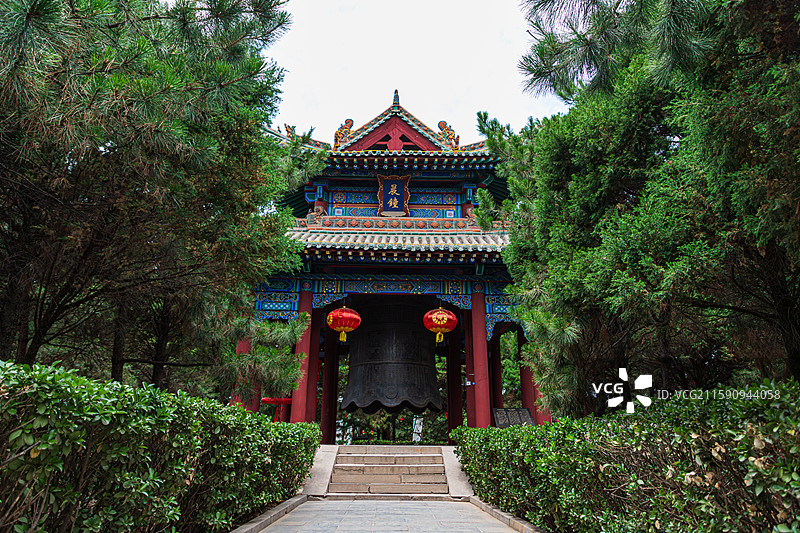 山西临汾 尧庙，园林古建，晨钟图片素材