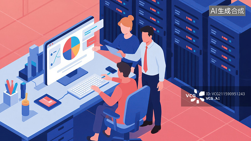 【AI数字艺术】团队协作分析数据图片素材