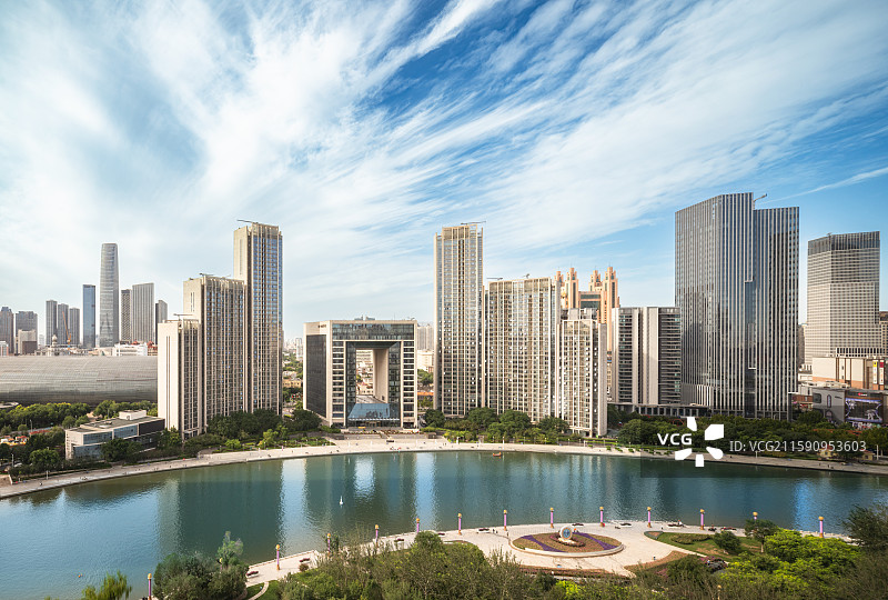 中国海河边的现代建筑航拍图图片素材