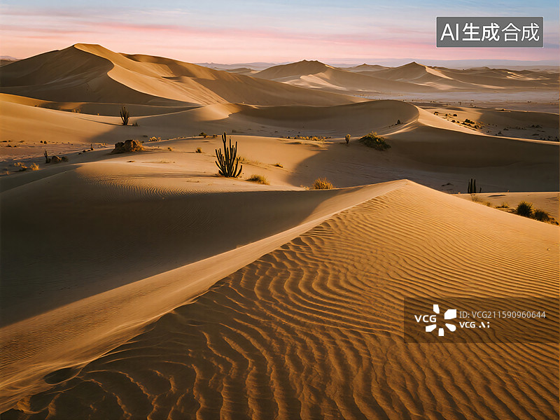 【AI数字艺术】落日沙丘：金色史诗图片素材