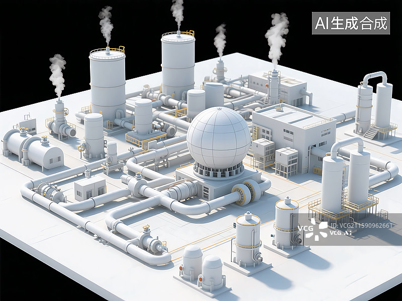 【AI数字艺术】新能源热电厂供热场景图片素材