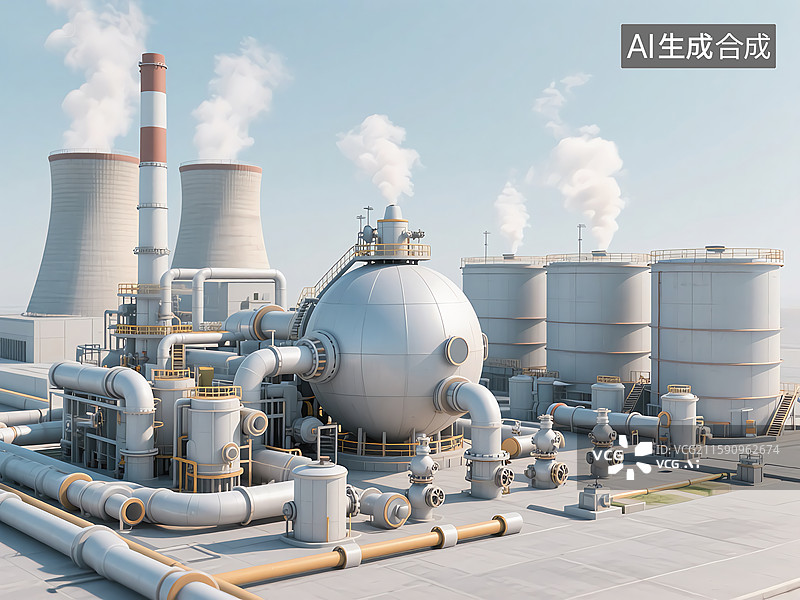 【AI数字艺术】新能源热电厂供热场景图片素材