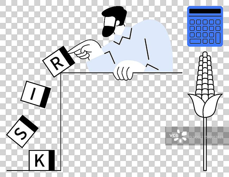 男子在旁边防止风险方块掉落图片素材