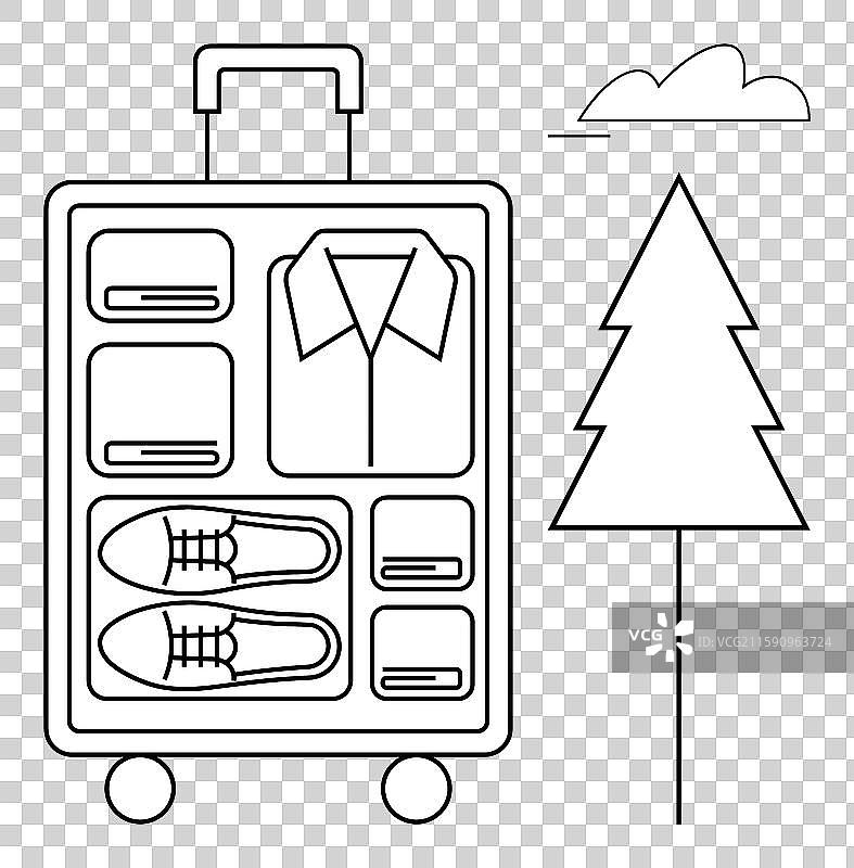 整理好的旅行箱，里面装有衣物和鞋子图片素材