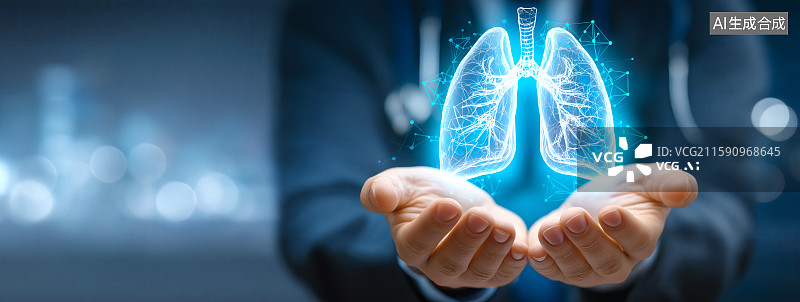 【AI数字艺术】双手托起人体肺脏特写概念场景图图片素材