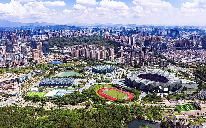 深圳龙岗大运中心全景航拍图图片素材