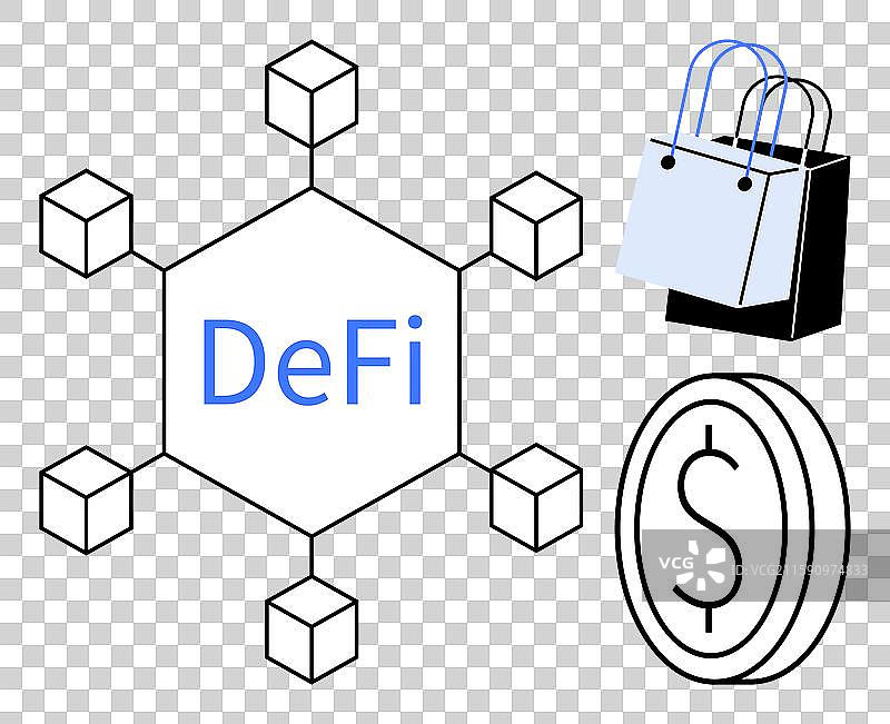 带购物袋的去中心化金融网络图片素材