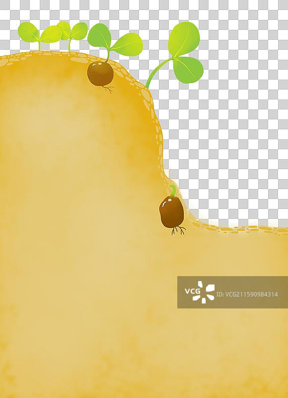 免抠元素 植物风景插画 泥土上的秧苗图片素材