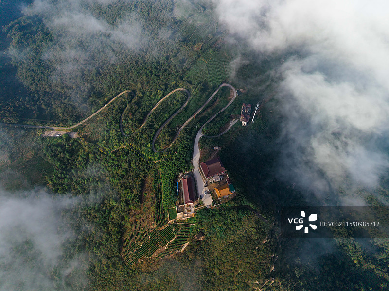 航拍安徽合肥巢湖银屏山景区云海-安徽合肥巢湖图片素材