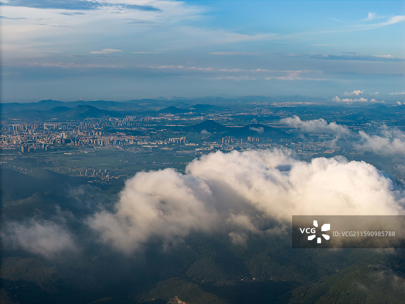 航拍安徽合肥巢湖银屏山景区云海-安徽合肥巢湖图片素材