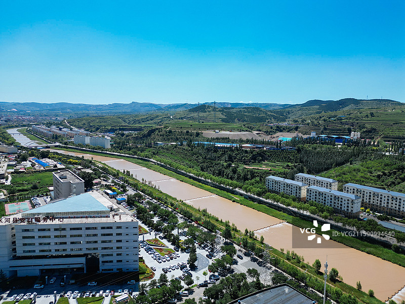 清水河县 贾家湾 清水河大桥 航拍 地标图片素材