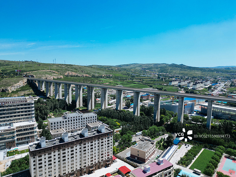 清水河县 贾家湾 清水河大桥 航拍 地标图片素材