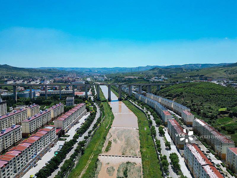 清水河县 贾家湾 清水河大桥 航拍 地标图片素材