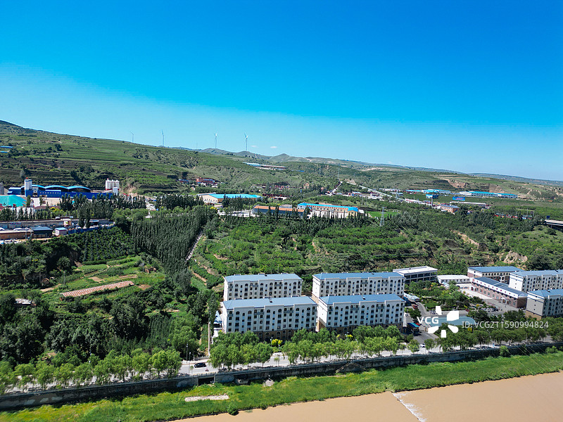 清水河县 贾家湾 清水河大桥 航拍 地标图片素材