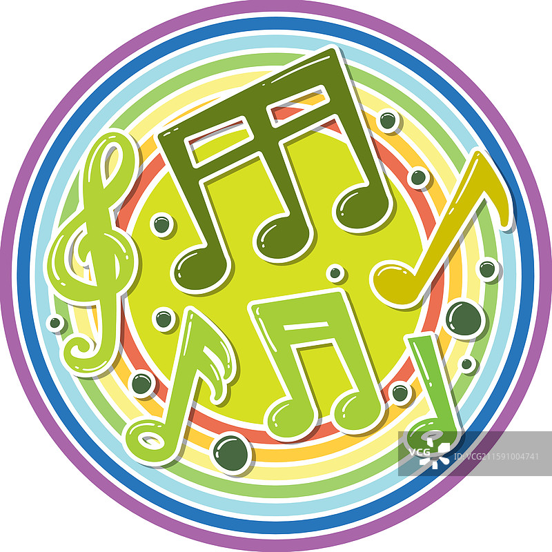 色彩鲜艳的音符和符号以圆形排列图片素材