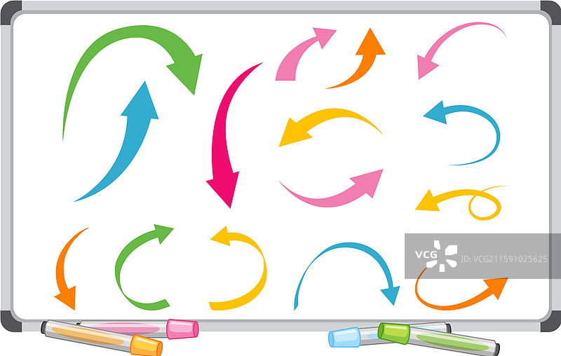 在白板表面展示的生动箭头图片素材