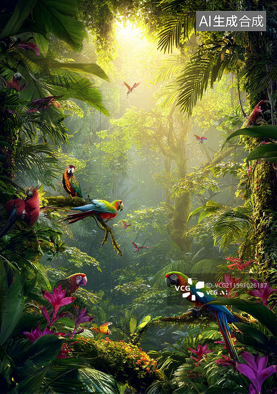 【AI数字艺术】热带雨林天堂图片素材