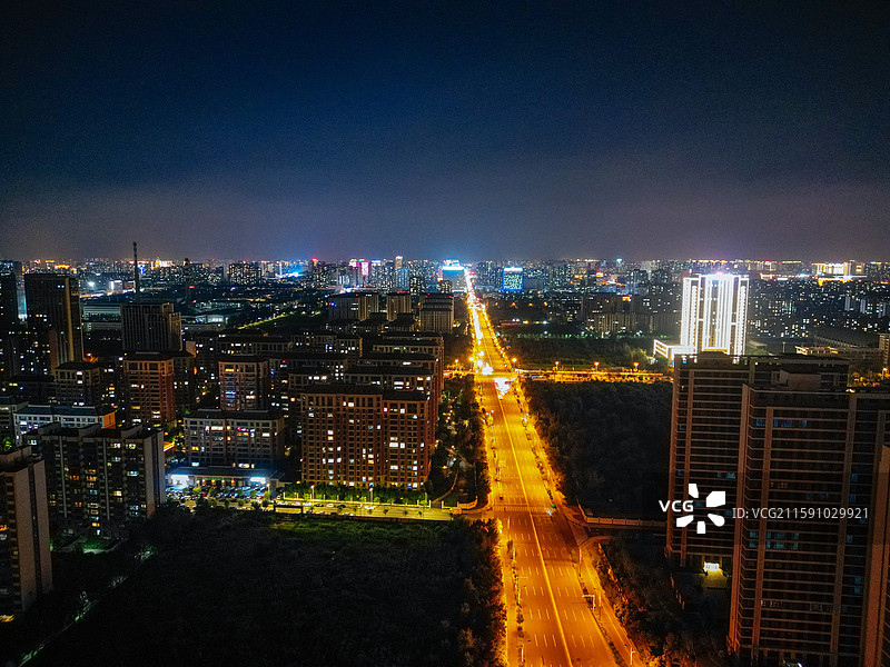 呼和浩特 玉泉区 凯元广场 太平庄 夜景 航拍图片素材