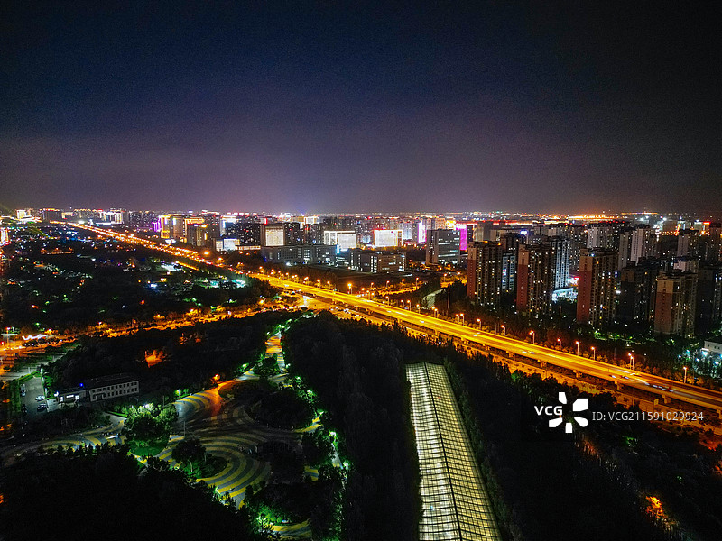呼和浩特 玉泉区 凯元广场 太平庄 夜景 航拍图片素材