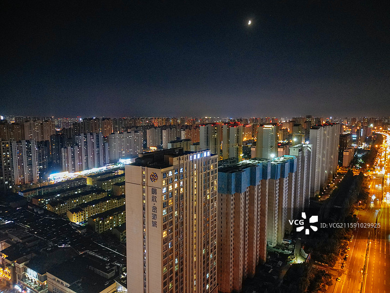 呼和浩特 玉泉区 凯元广场 太平庄 夜景 航拍图片素材