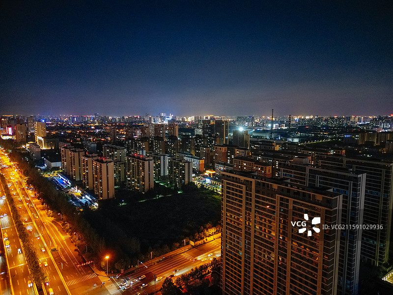 呼和浩特 玉泉区 凯元广场 太平庄 夜景 航拍图片素材