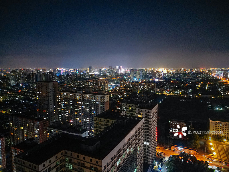 呼和浩特 玉泉区 凯元广场 太平庄 夜景 航拍图片素材