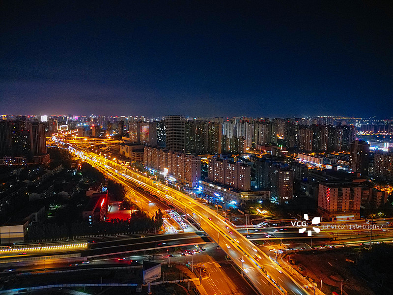 呼和浩特 玉泉区 凯元广场 太平庄 夜景 航拍图片素材