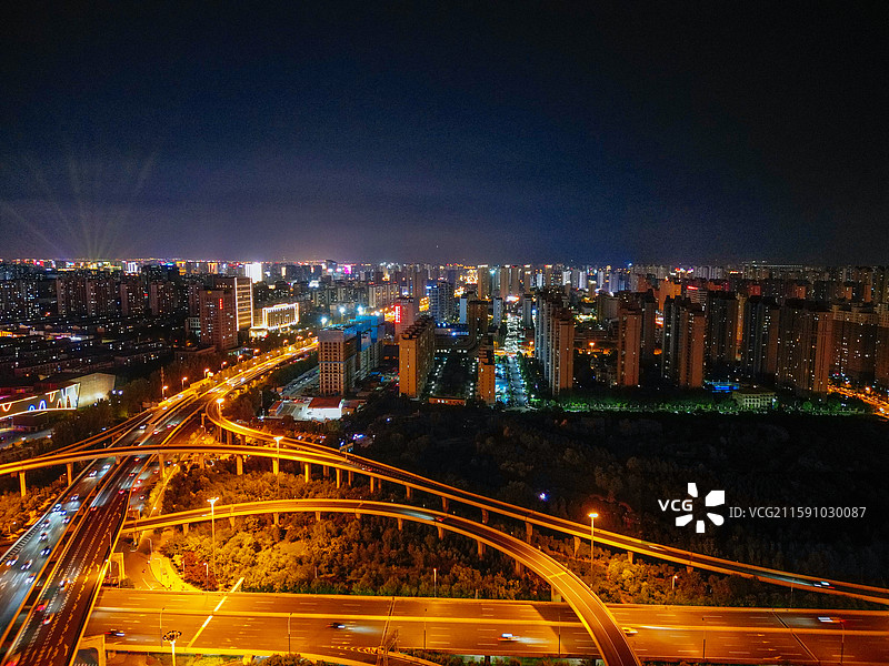 呼和浩特 玉泉区 凯元广场 太平庄 夜景 航拍图片素材
