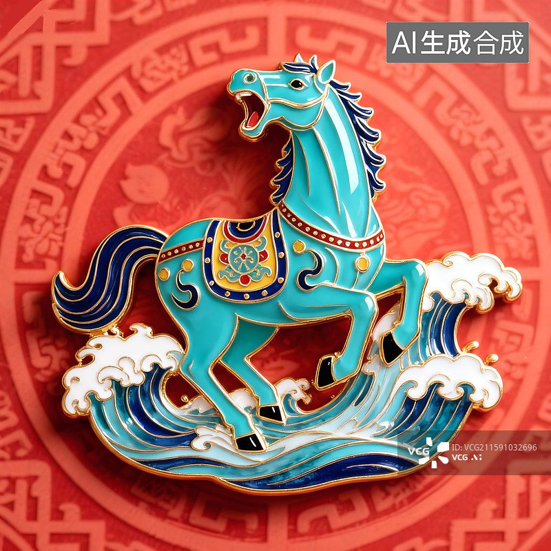 【AI数字艺术】龙马精神装饰工艺冰箱贴图片素材