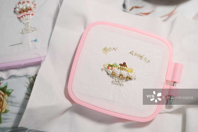 甜品珠绣手作品图片素材