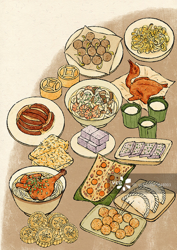 中山美食插画图片素材
