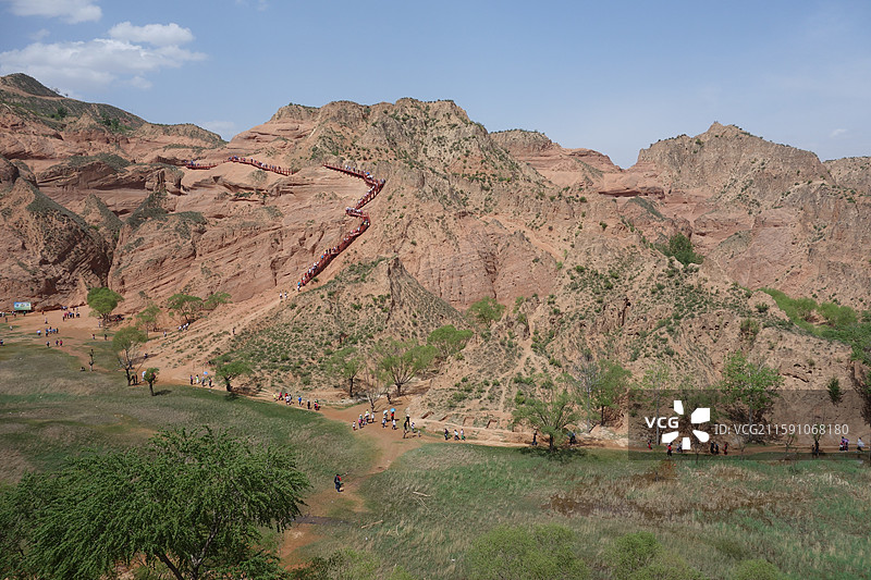 陕西省陕北榆林市靖边县龙洲乡闫家寨：靖边波浪谷红砂岩龙洲丹霞图片素材