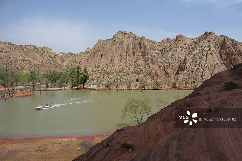 陕西省陕北榆林市靖边县龙洲乡闫家寨：靖边波浪谷红砂岩龙洲丹霞图片素材