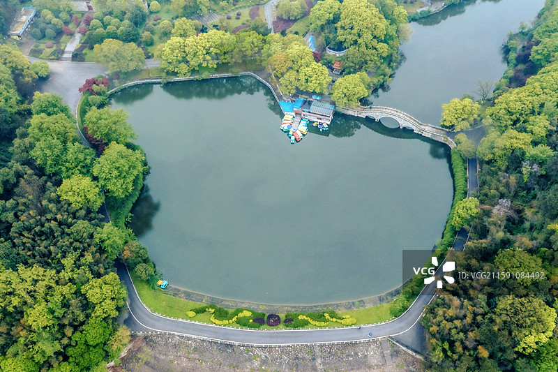 春天雨中的湖南洞庭湖君山岛风光图片素材