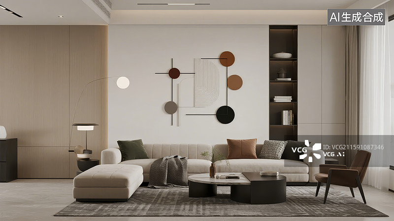 【AI数字艺术】现代简约客厅设计图片素材