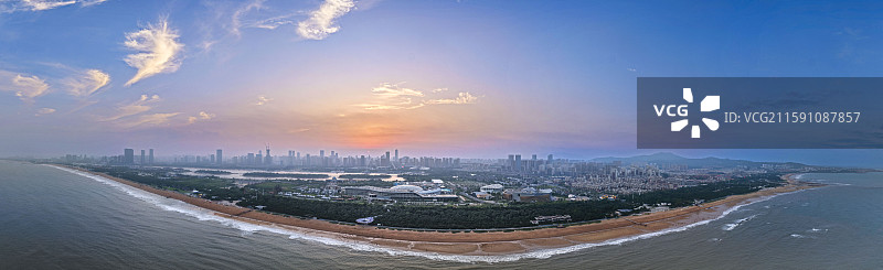 落日熔金，如意桥畔的粉色浪漫图片素材