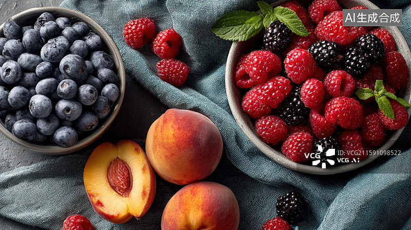 【AI数字艺术】新鲜水果静物组合图片素材
