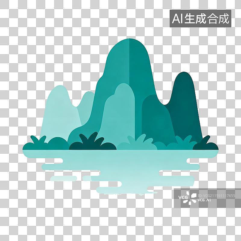 【AI数字艺术】青山绿水图标图片素材