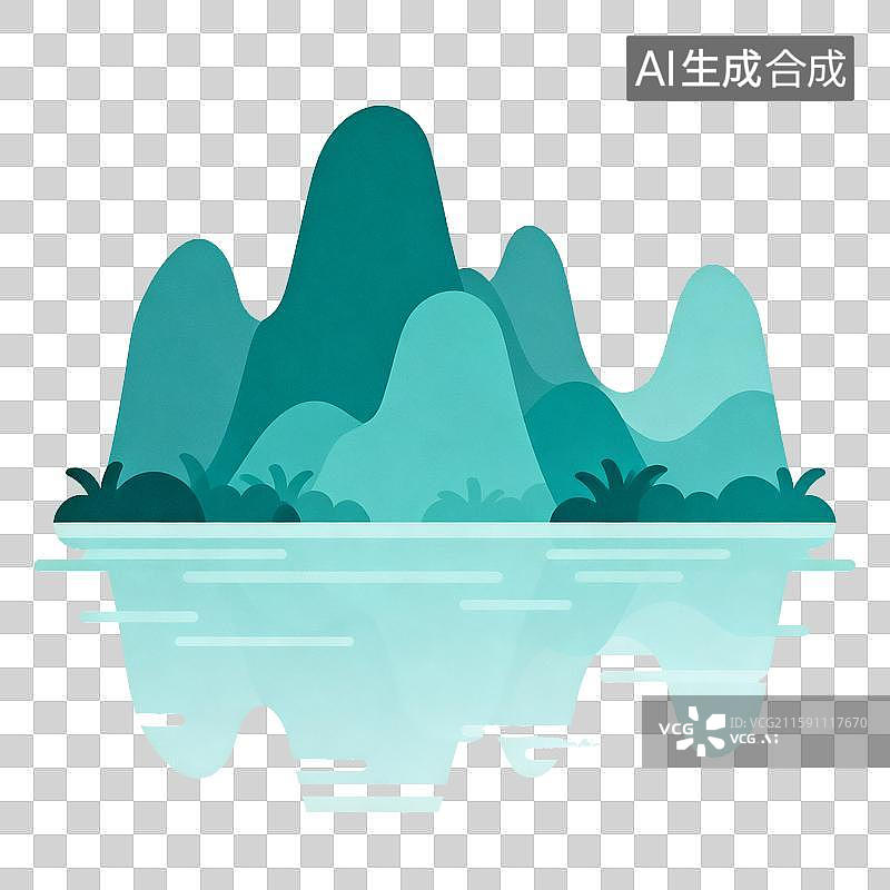 【AI数字艺术】青山绿水图标图片素材