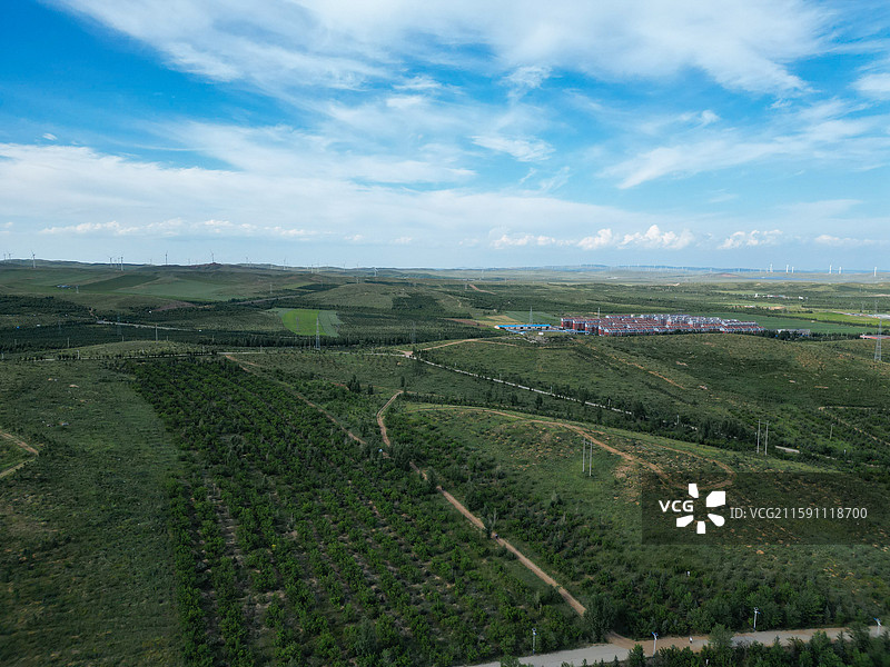 化德县 长顺镇 西山 风光 航拍图片素材