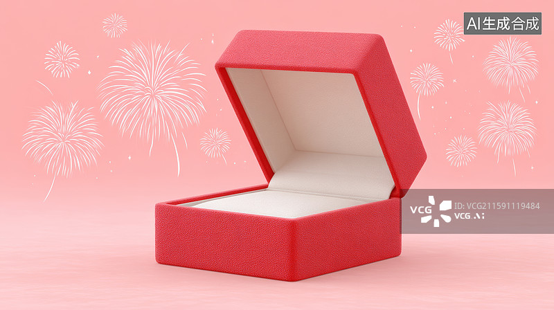 【AI数字艺术】打开的红色珠宝首饰盒图片素材