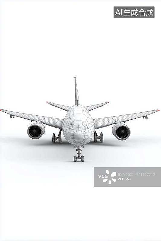 【AI数字艺术】灰色飞机模型正面视角展示图片素材