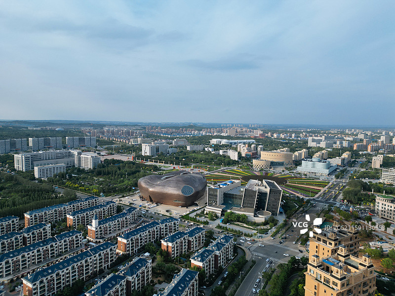 鄂尔多斯 康巴什区 雕塑公园 成吉思汗广场 地标 航拍图片素材