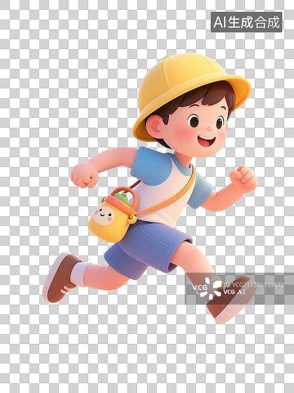 【AI数字艺术】3D快乐奔跑的幼儿园小朋友图片素材