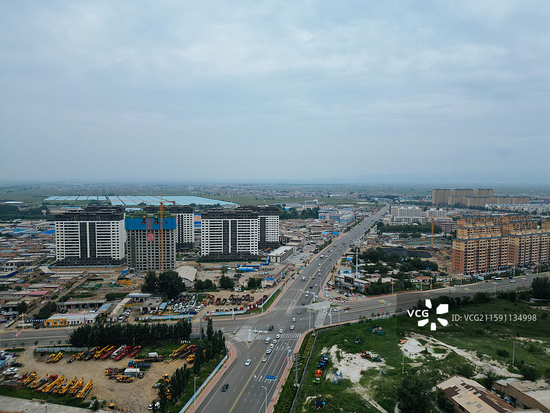 达拉特旗 白塔公园 白柜路 地标 航拍图片素材