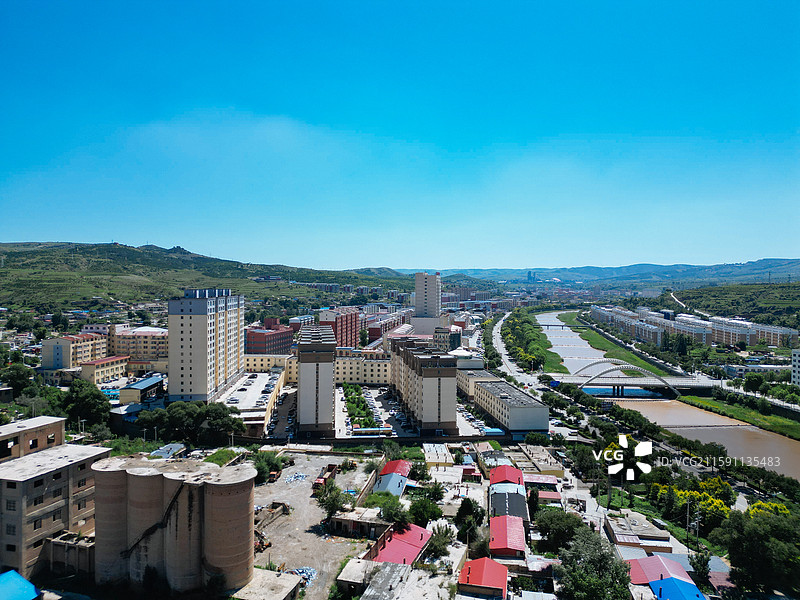 清水河县 贾家湾 清水河大桥 航拍 地标图片素材