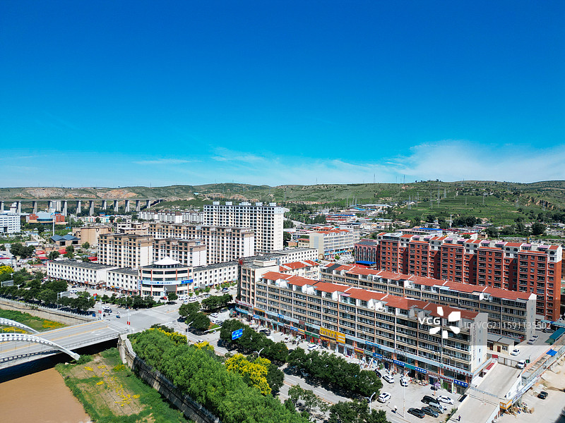 清水河县 贾家湾 清水河大桥 航拍 地标图片素材