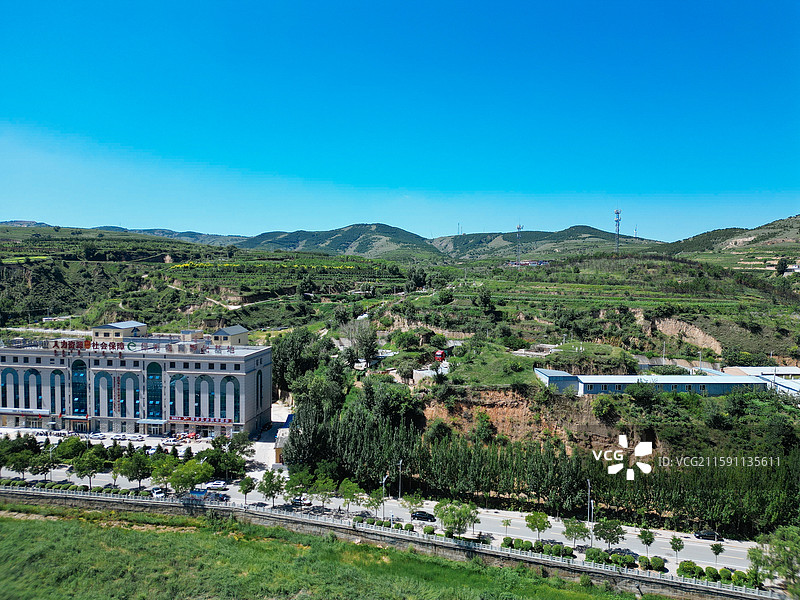 清水河县 贾家湾 清水河大桥 航拍 地标图片素材