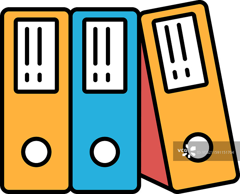 三个橙色和蓝色的文件夹叠放在一起图片素材